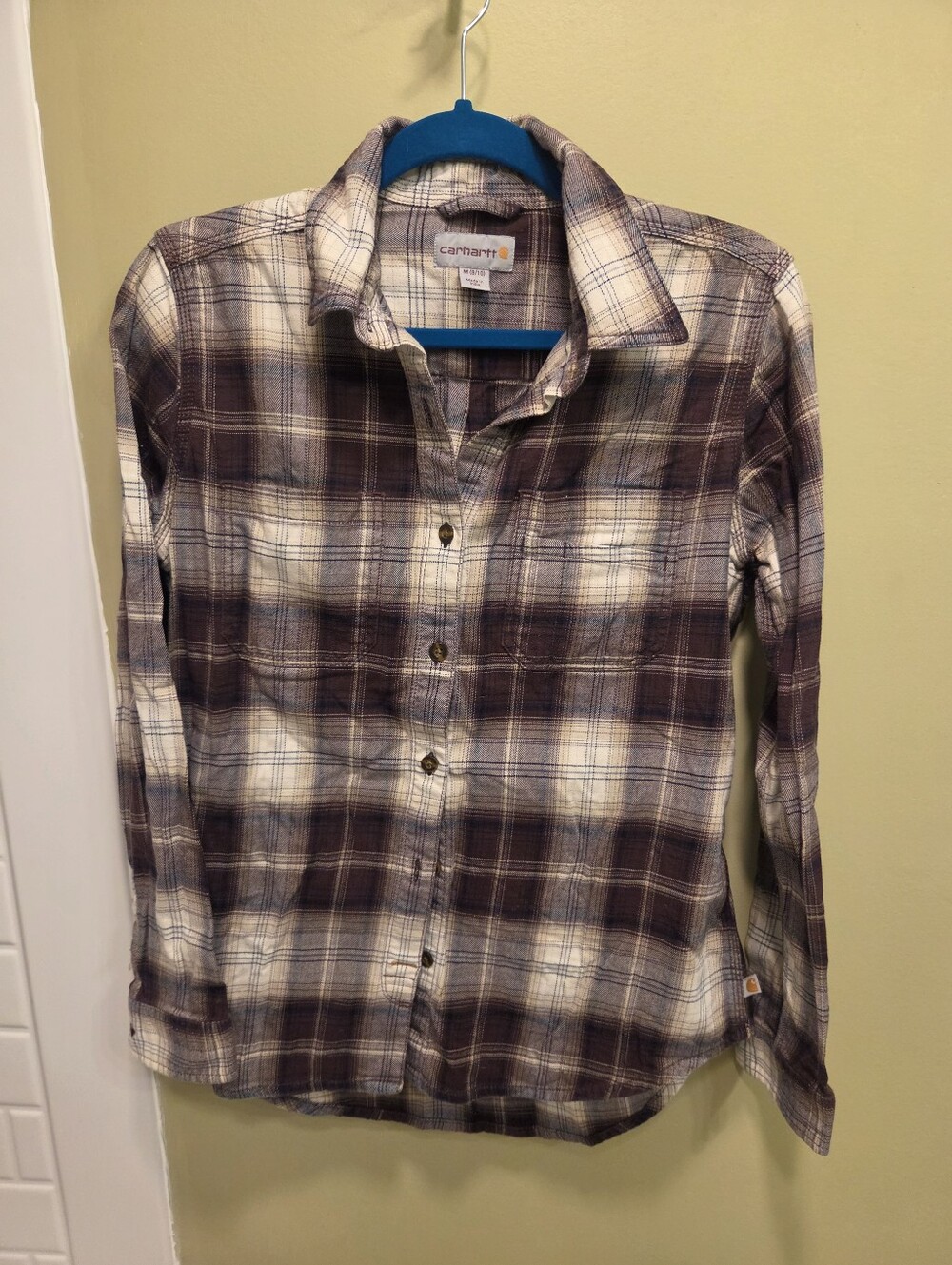 Carhartt Ladies Purple and Tan Button Down Size Medium